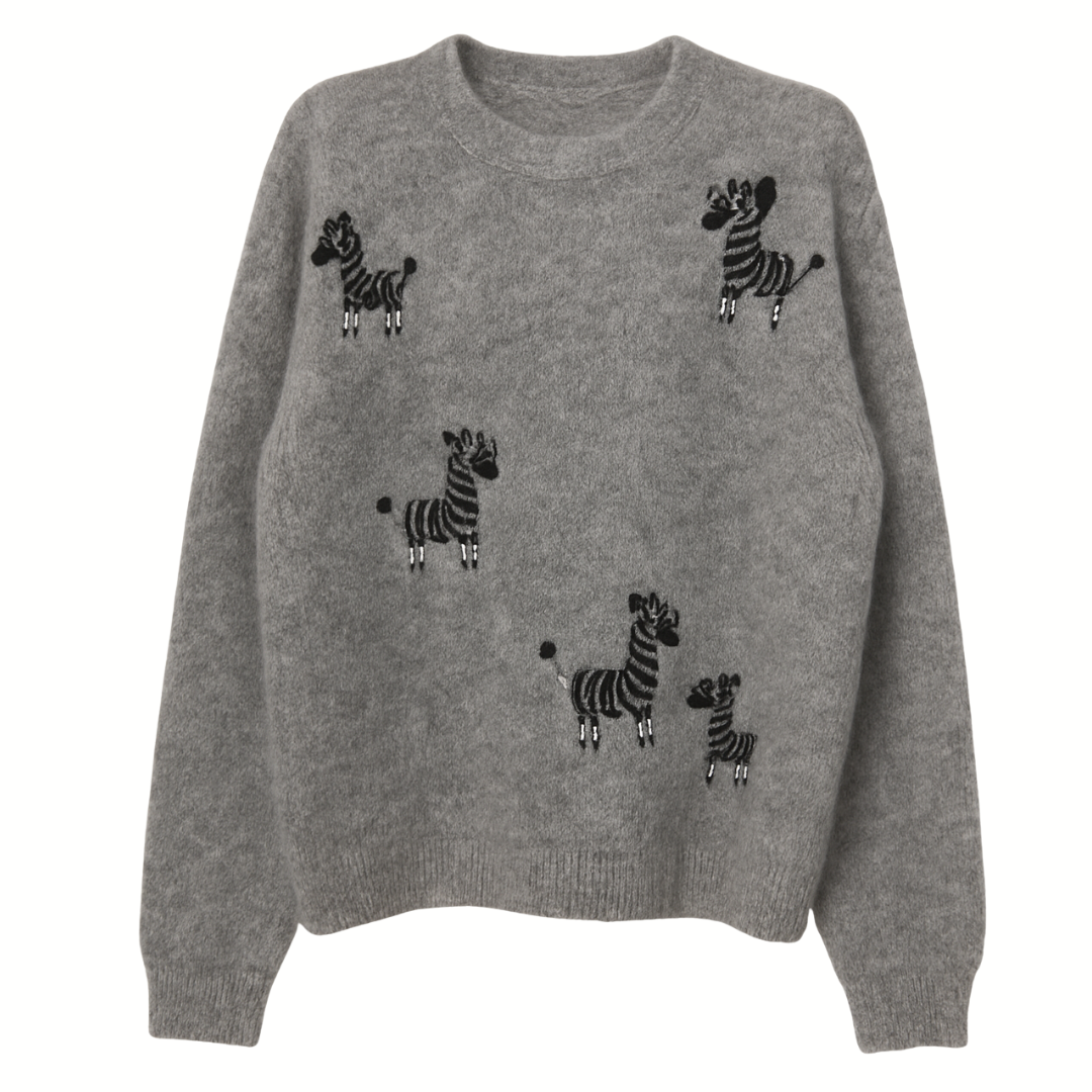 Whimsical Zebra Crewneck Sweater — AGoodFun